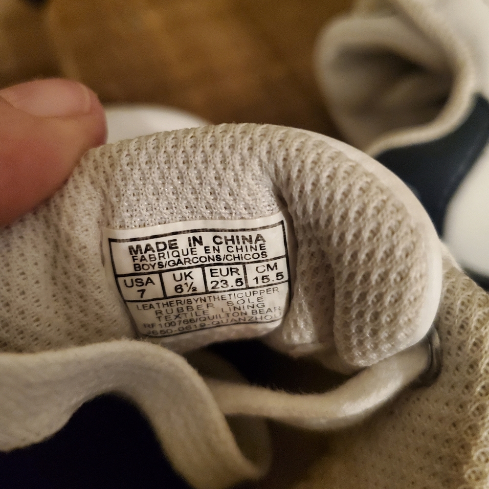 POLO RALPH LAUREN Quilton Bear White Red Blue Striped Embroidered Bear Shoes T7 - Picture 10 of 10